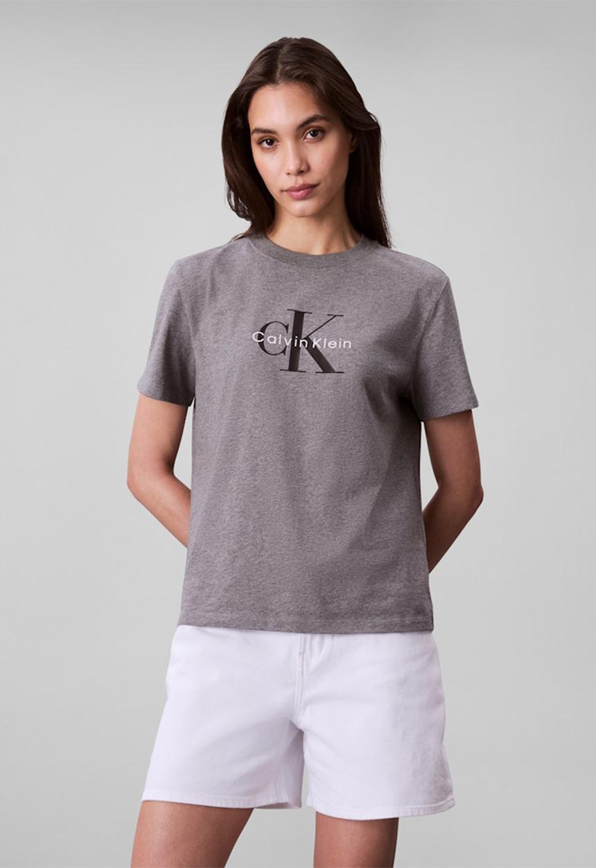 Calvin Klein - Hero ss classic monologo cneck tee - med grey heather