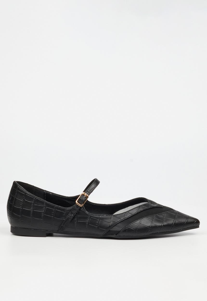 Miss Black - Allure 1 pointy croc pump - black