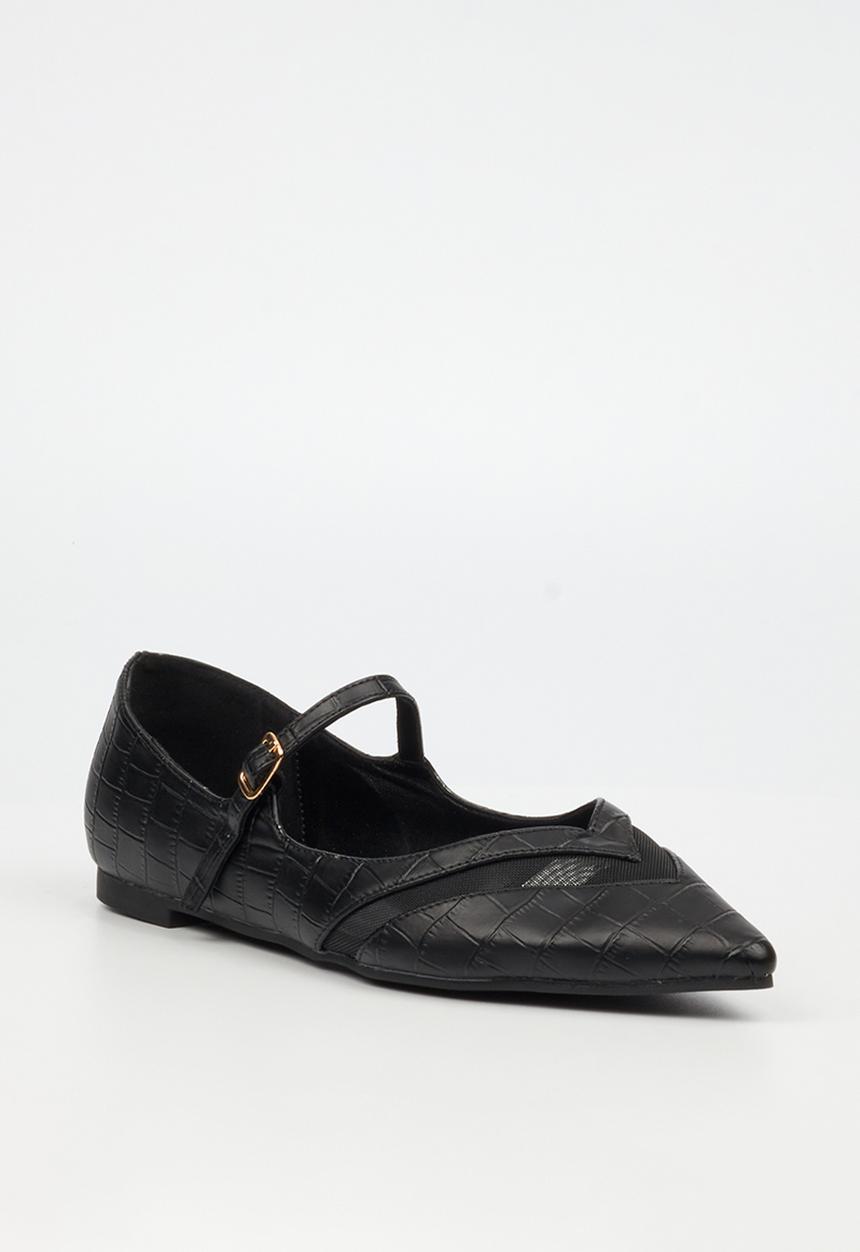 Miss Black - Allure 1 pointy croc pump - black