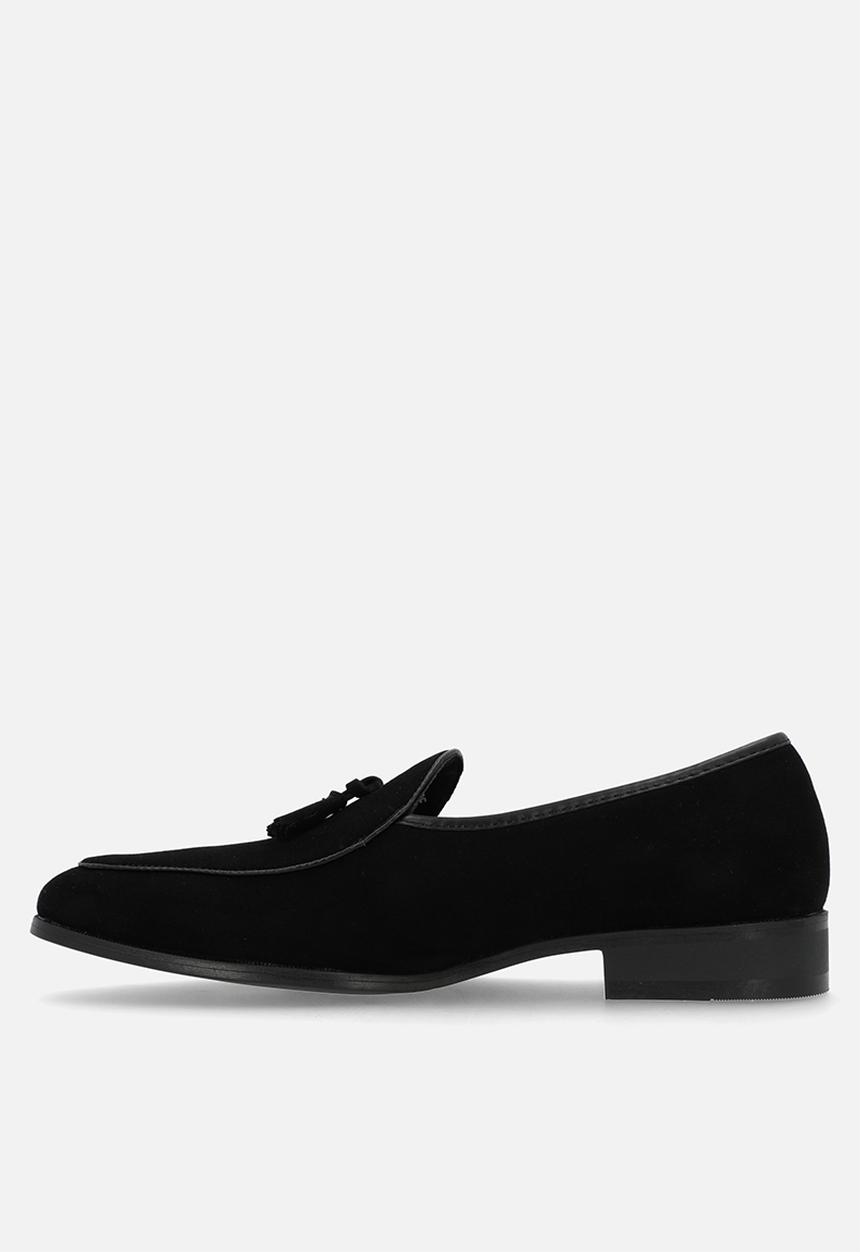 PC - Tassel velvet smoking slip-on - black