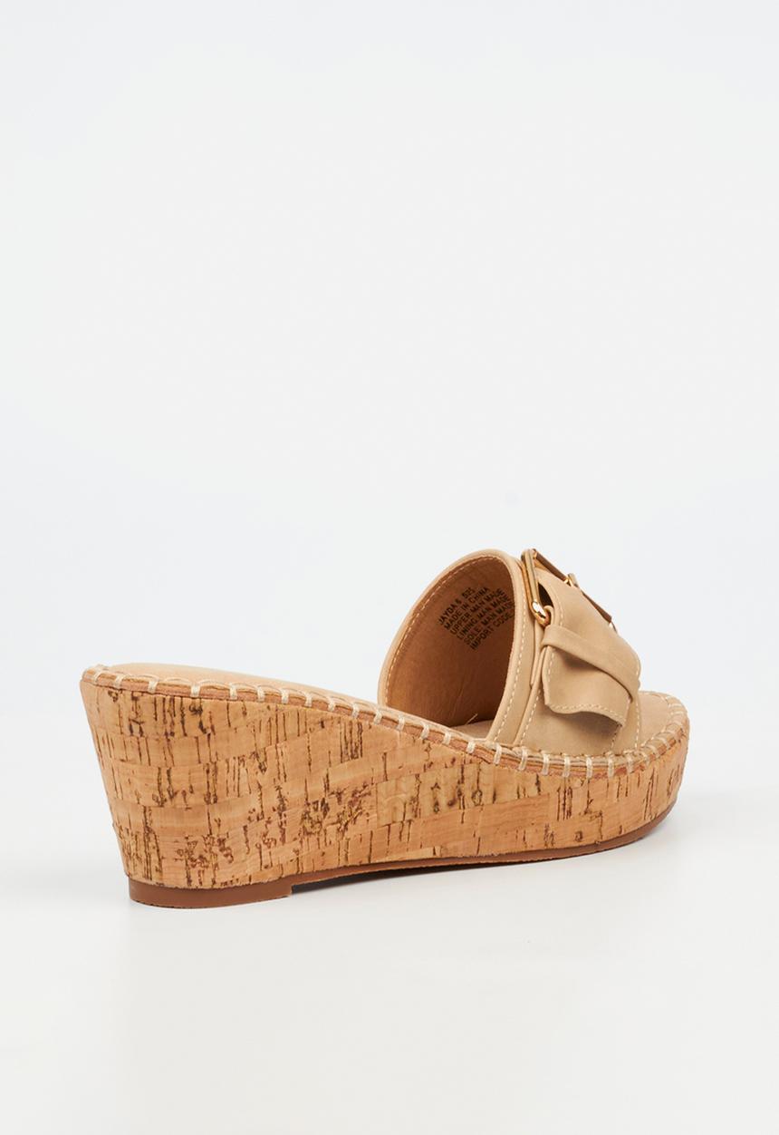 Miss Black - JAYDA 6 Buckle Mule Cork Wedge  - Neutral 