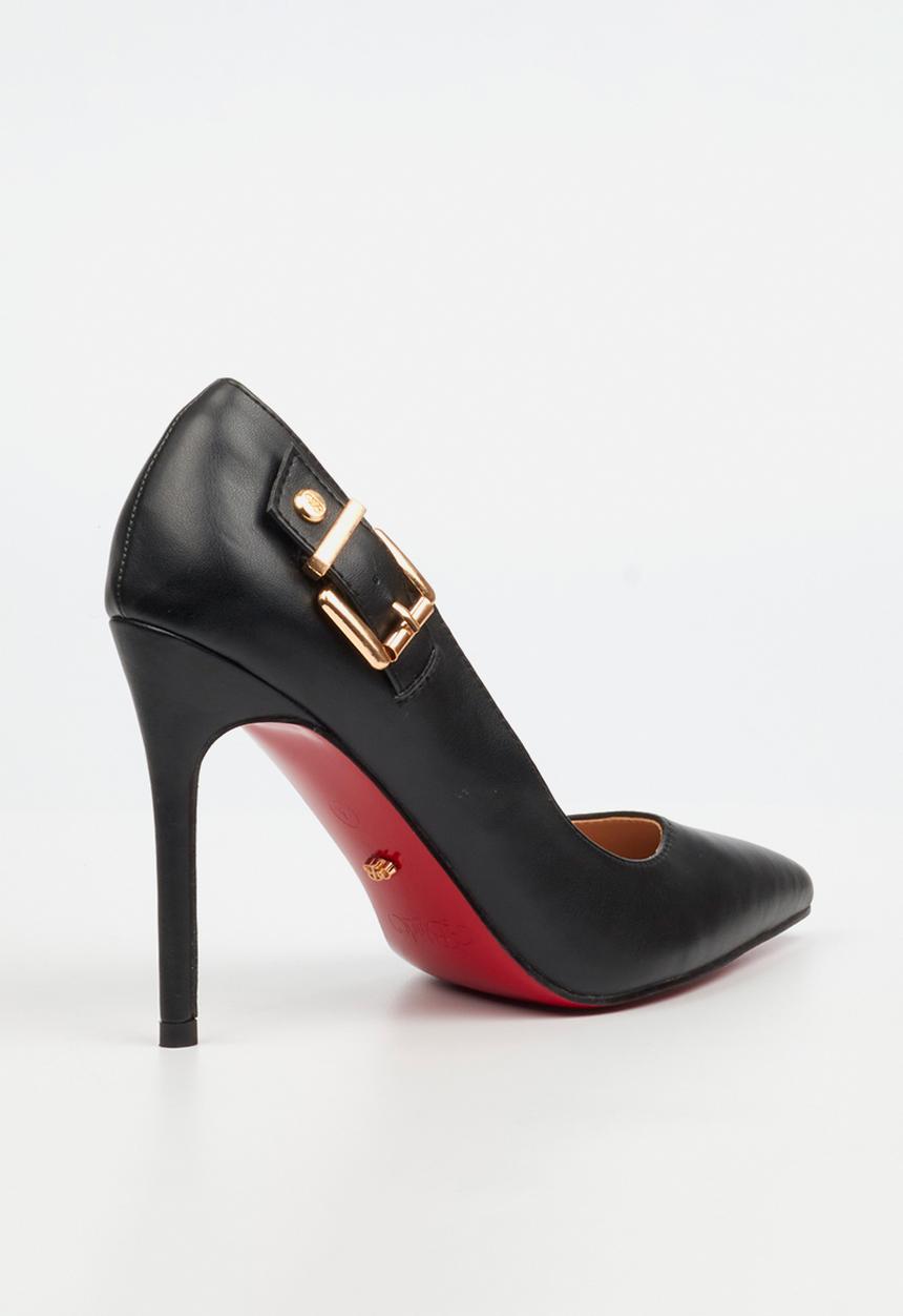 Miss Black - Lola 42 side buckle court heel - black
