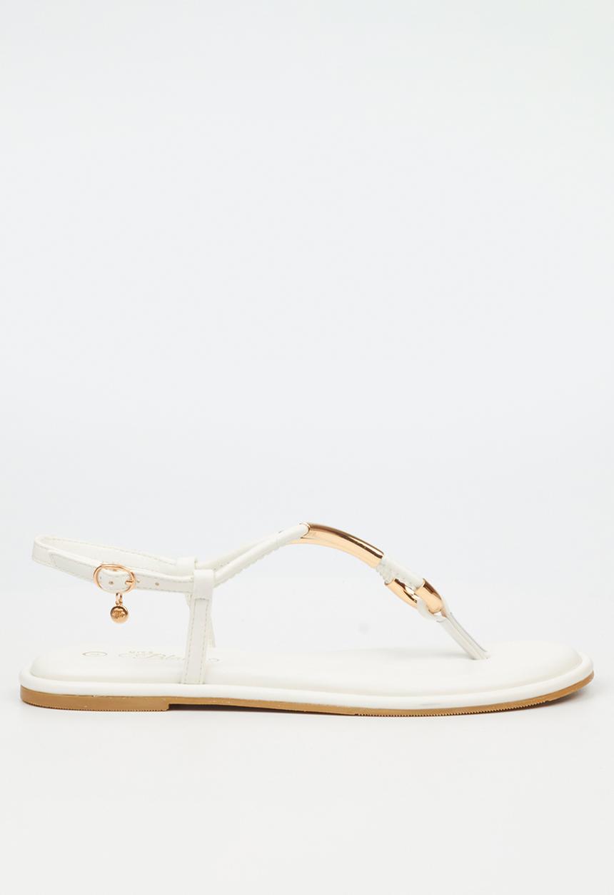 Miss Black - Kali 3 flat sandal - white