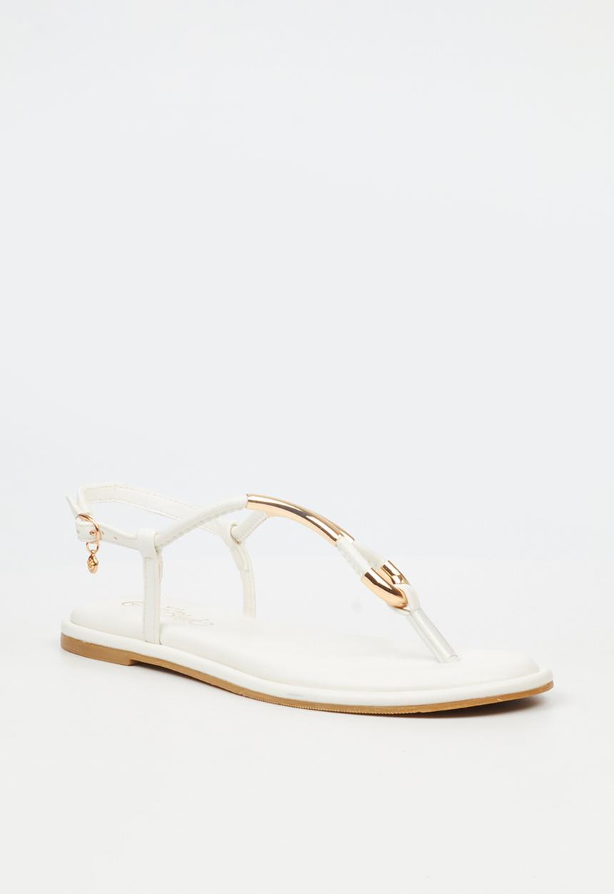 Miss Black - Kali 3 flat sandal - white