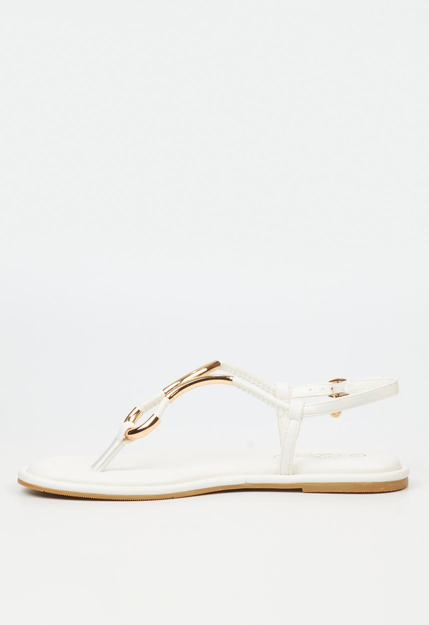 Miss Black - Kali 3 flat sandal - white