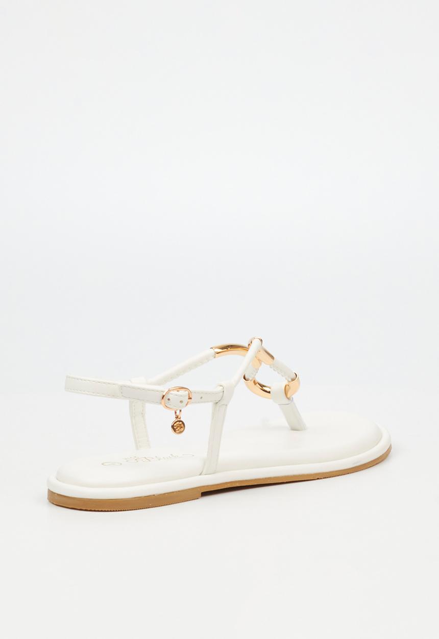Miss Black - Kali 3 flat sandal - white