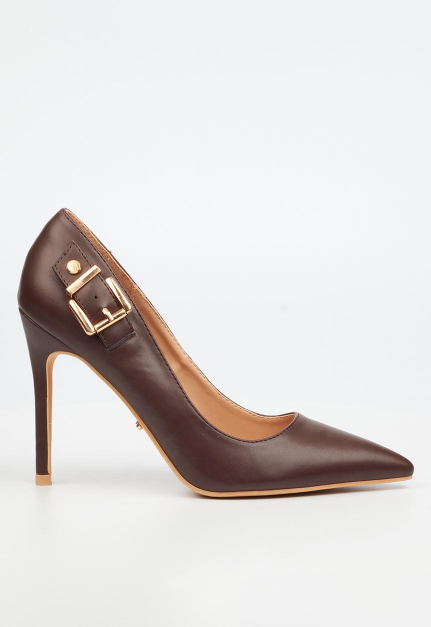 Miss Black - Lola 42 side buckle court heel - chocolate