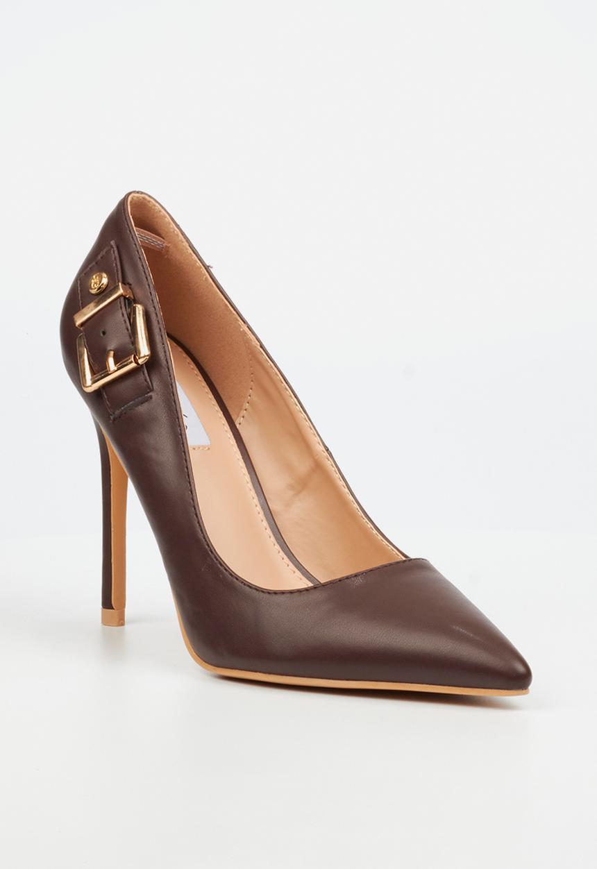 Miss Black - Lola 42 side buckle court heel - chocolate