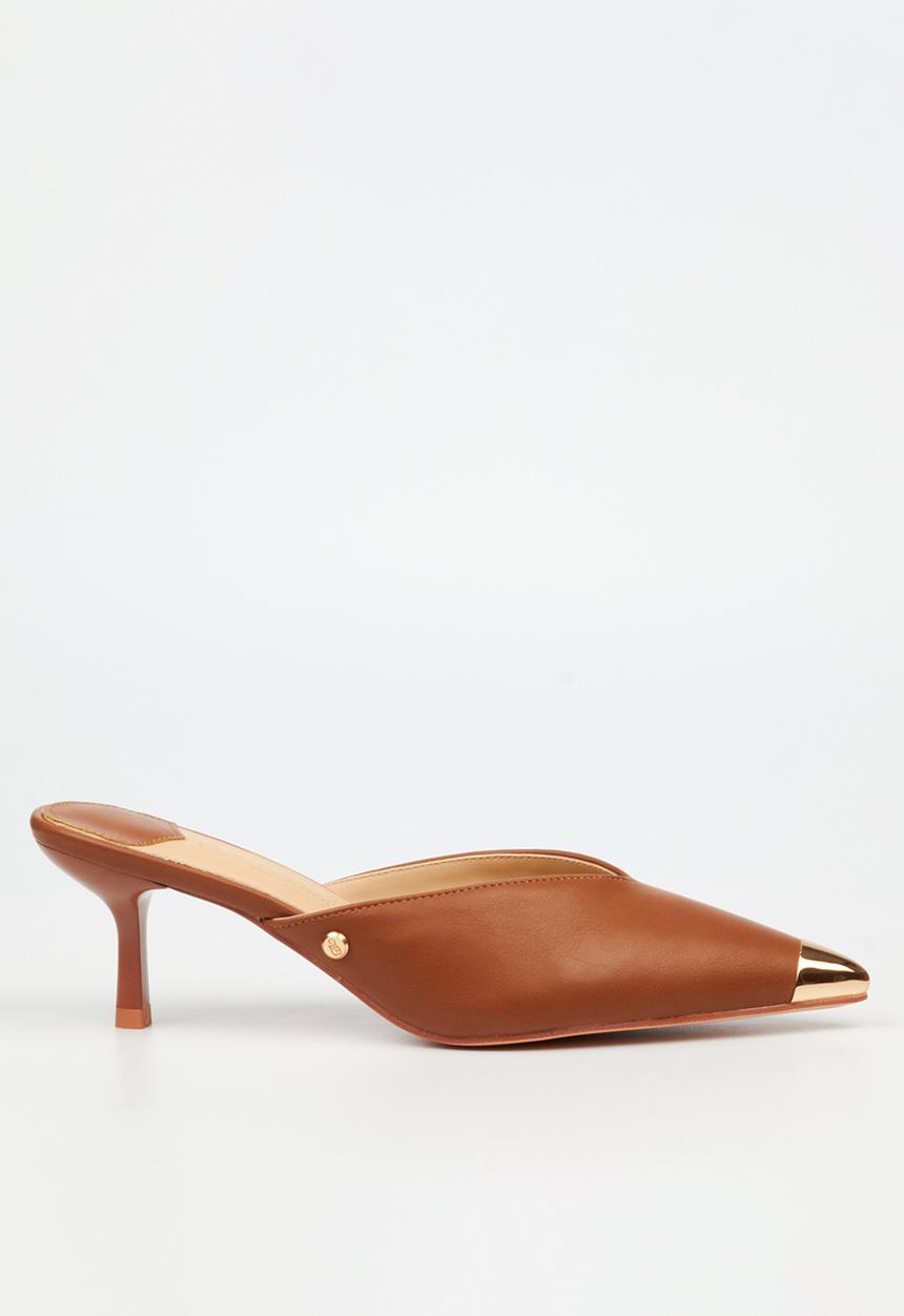 Miss Black - Volley 2 gold tip mule heel - tan