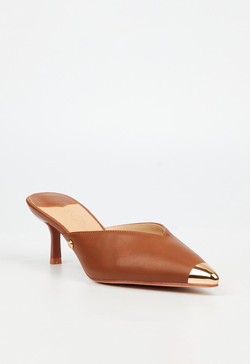 Miss Black - Volley 2 gold tip mule heel - tan