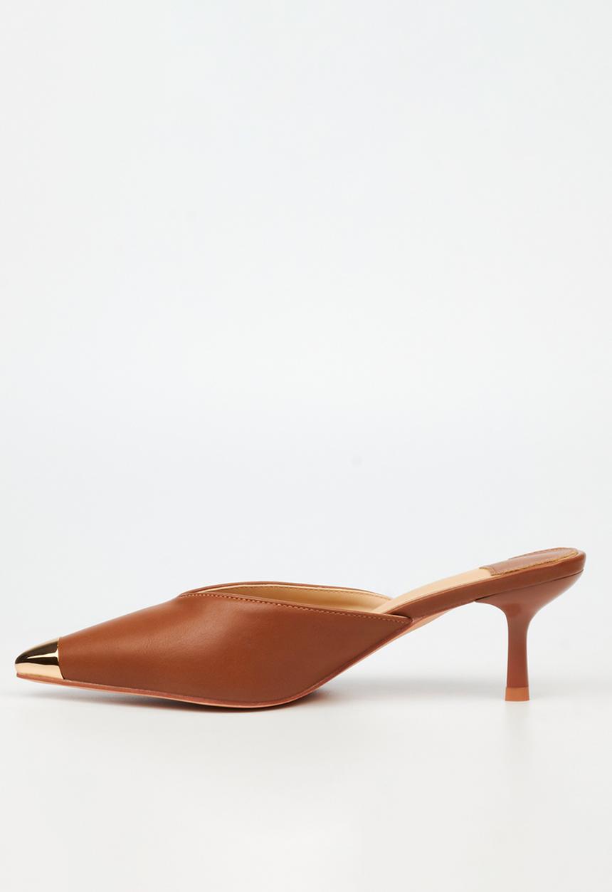 Miss Black - Volley 2 gold tip mule heel - tan