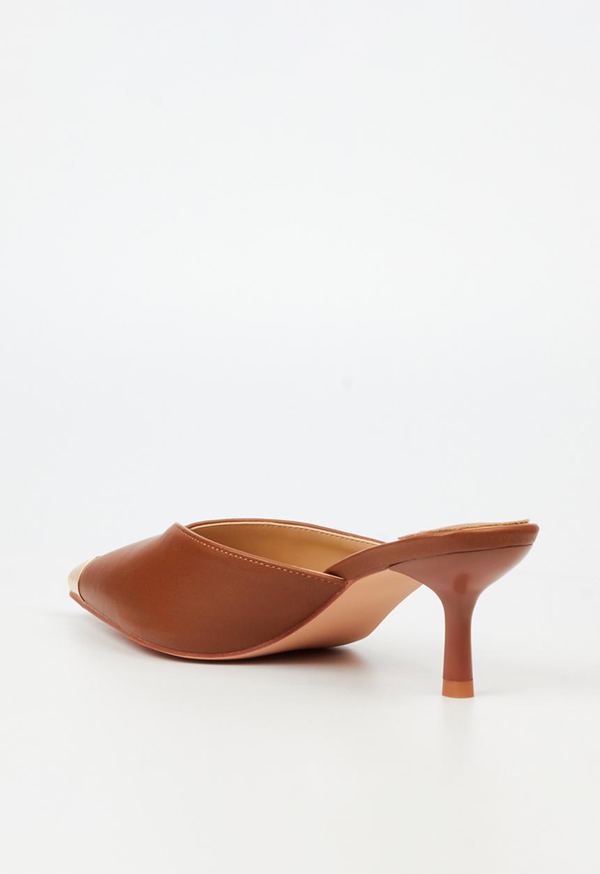 Miss Black - Volley 2 gold tip mule heel - tan