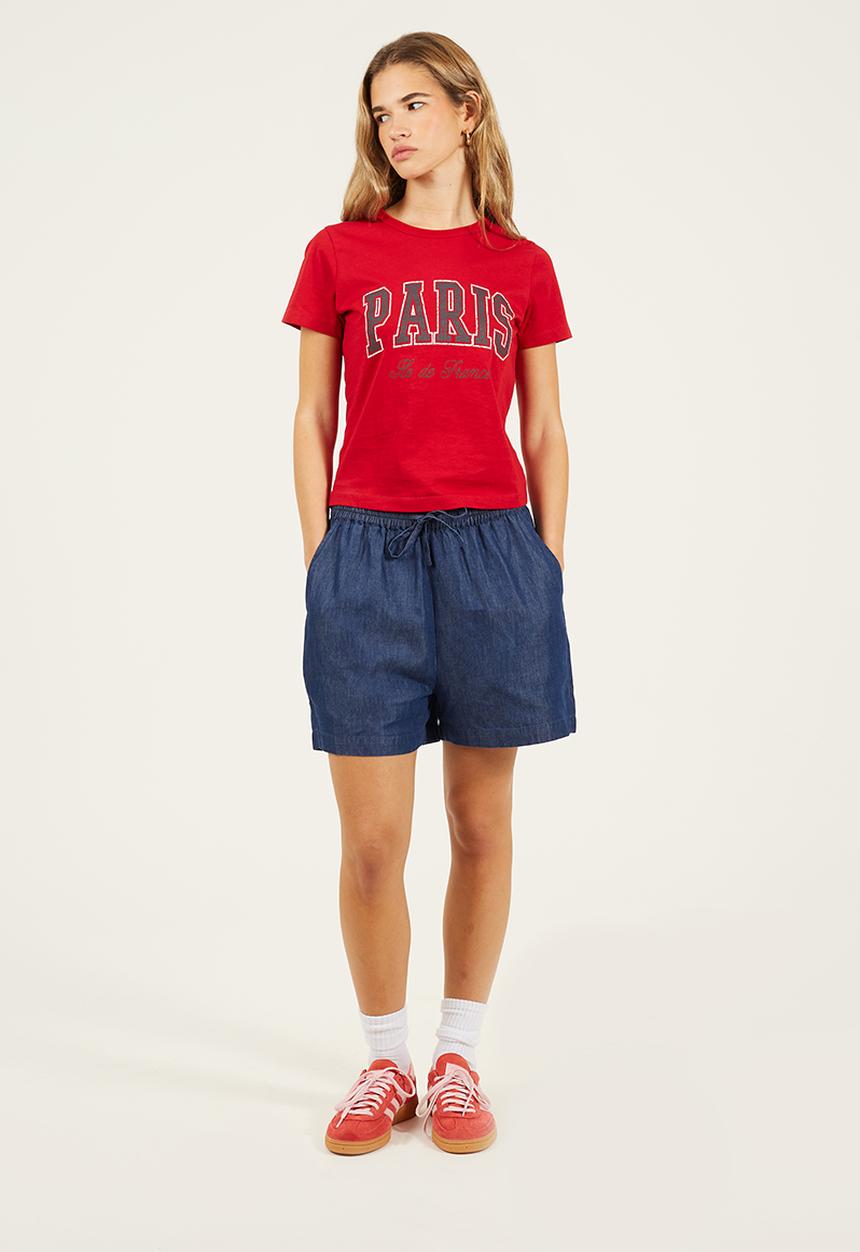 Brave Soul - Ladies Drawcord Chambray Shorts - Indigo