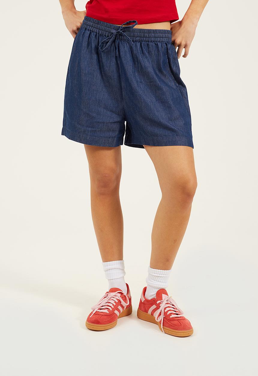 Brave Soul - Ladies Drawcord Chambray Shorts - Indigo