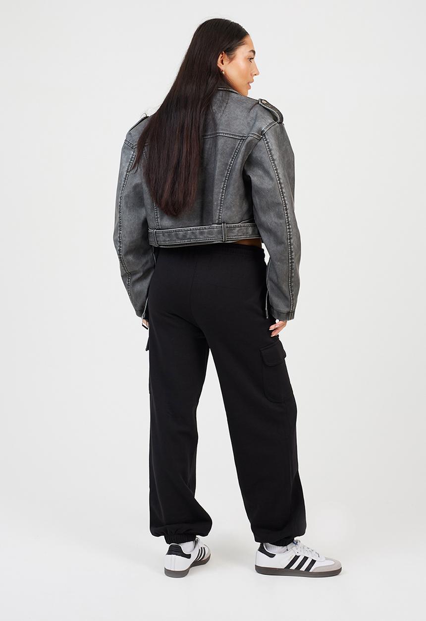 Brave Soul - Ladies Jersey Cargo Trousers - Black