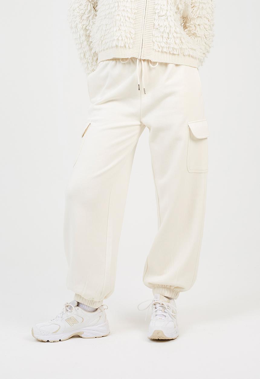 Brave Soul - Ladies Jersey Cargo Trousers - Cream