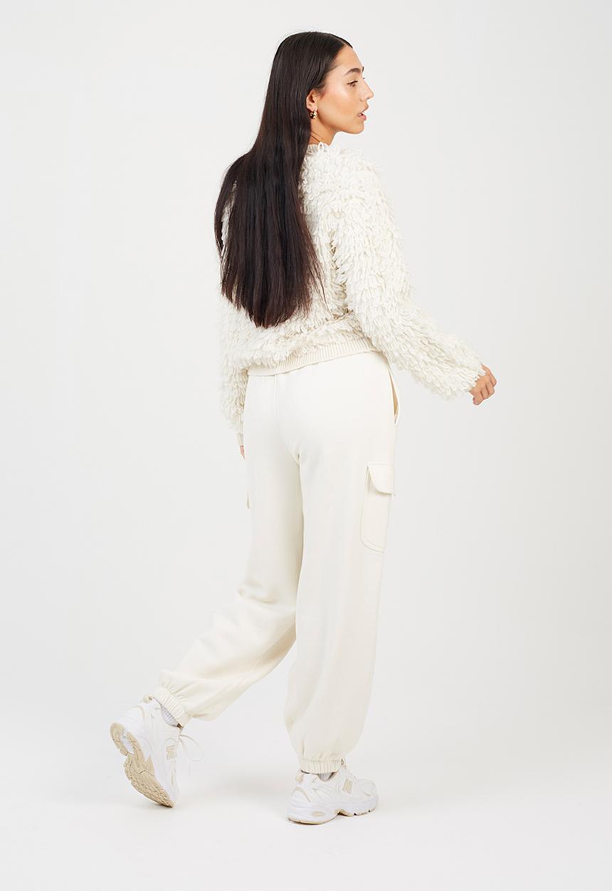 Brave Soul - Ladies Jersey Cargo Trousers - Cream