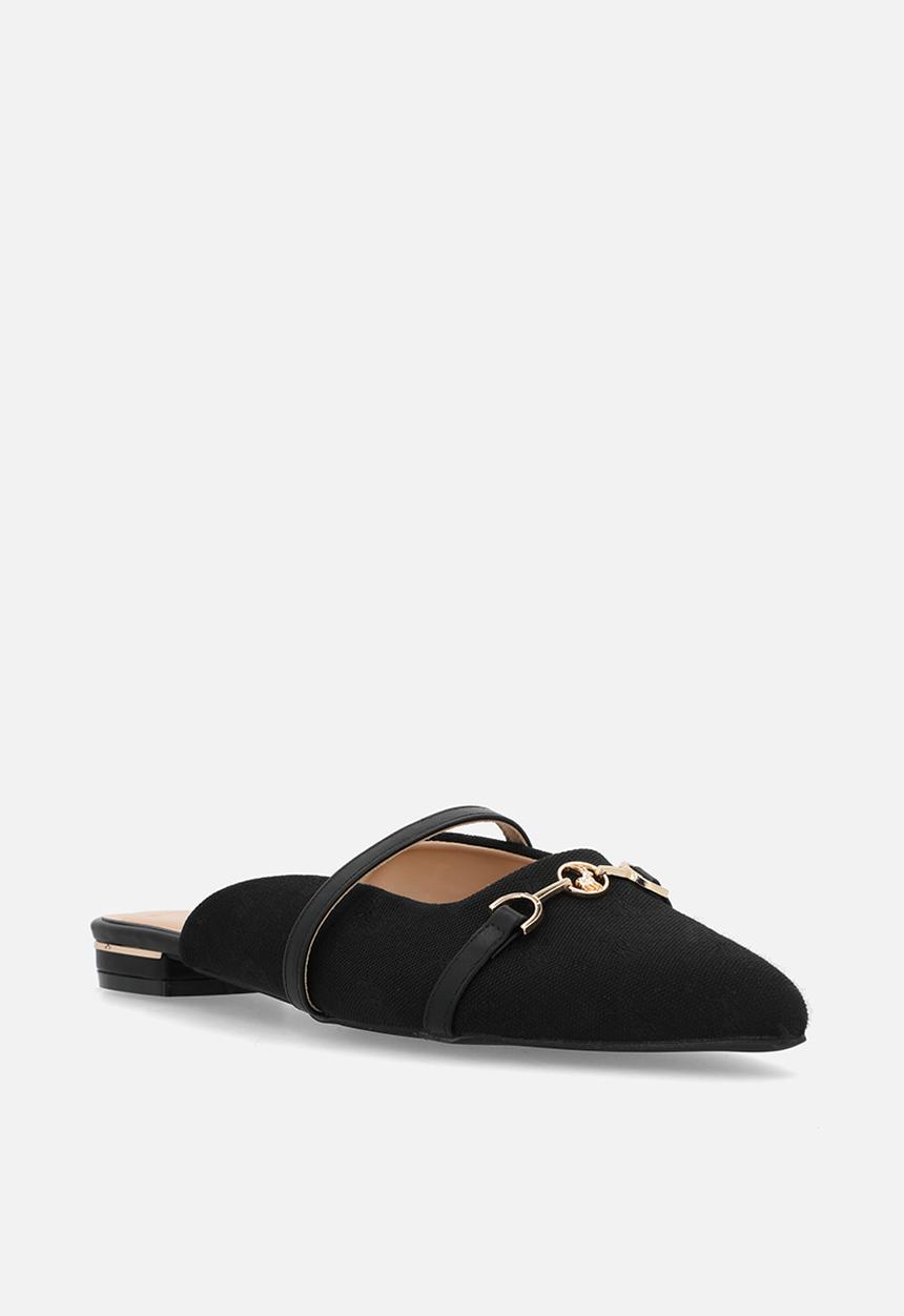 POLO - Pointed jacquard mule - black