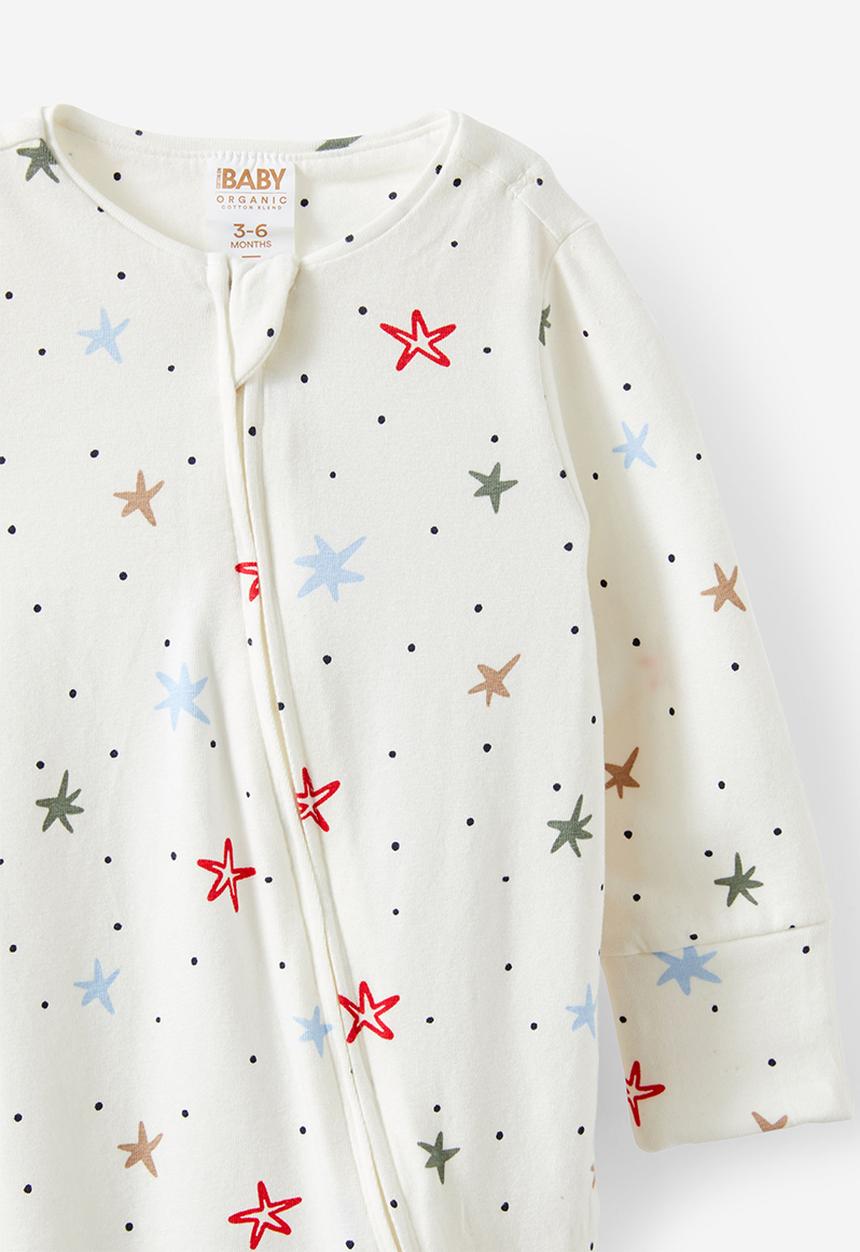 Cotton On - The long sleeve zip romper - vanilla/all the stars