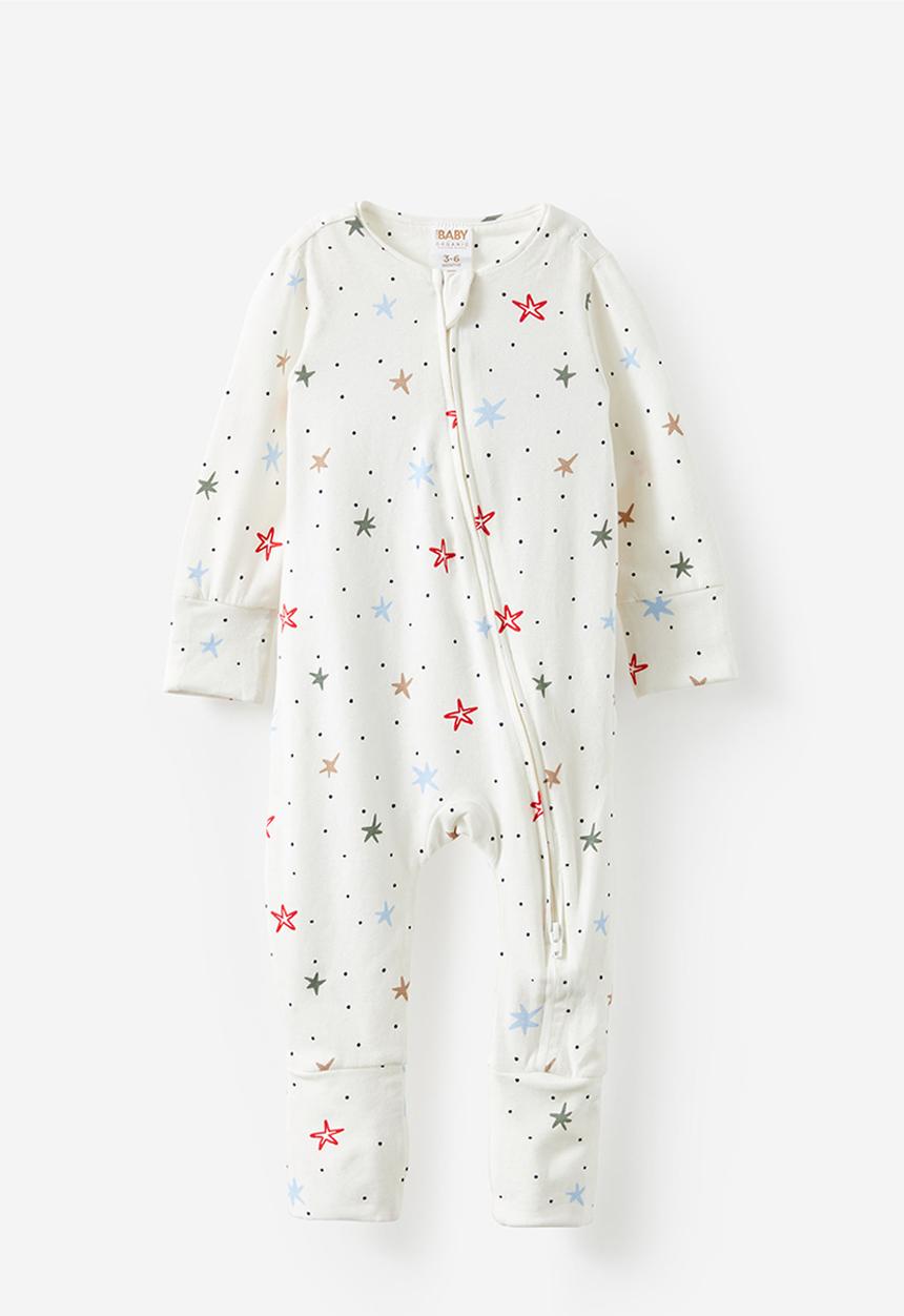 Cotton On - The long sleeve zip romper - vanilla/all the stars