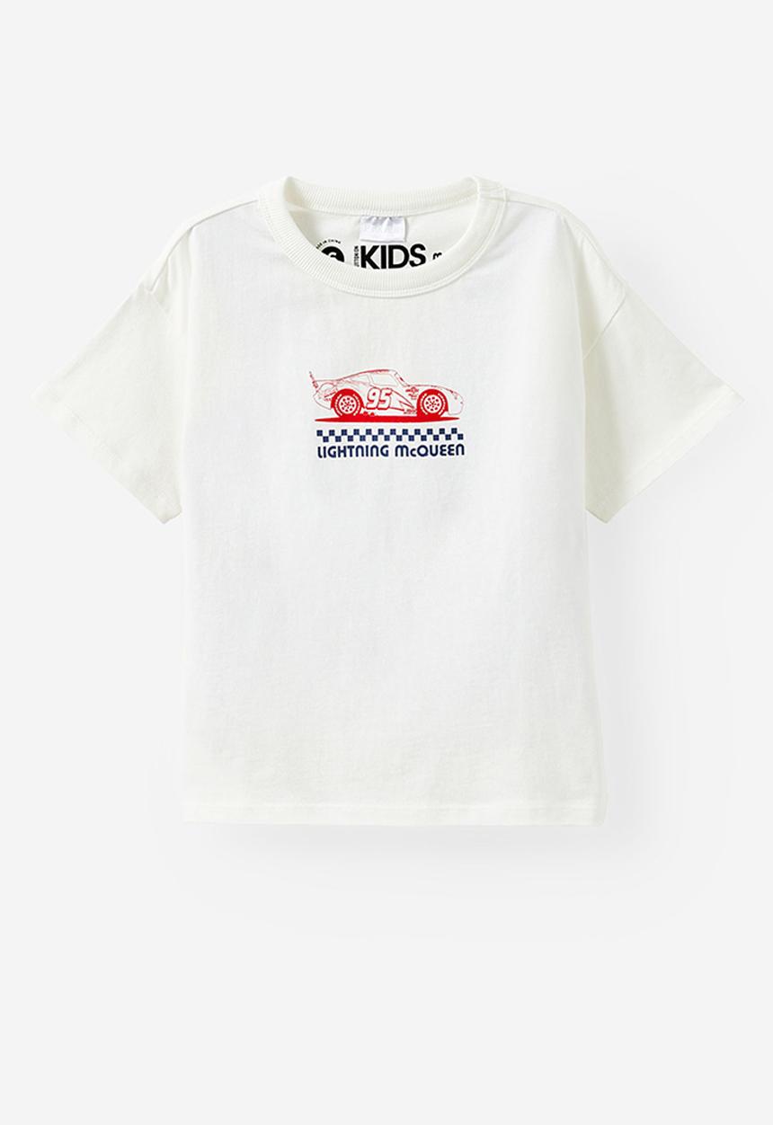 Cotton On - Licensed drop shoulder short sleeve tee - lcn dis vanilla/lmq piston cup racing series