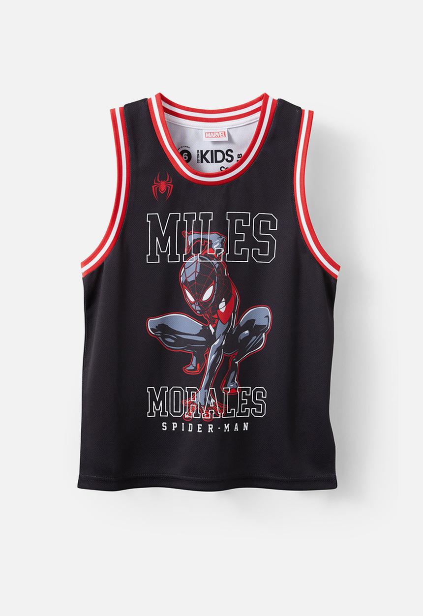 Cotton On - License basketball tank - lcn mar black/miles morales spiderman 11
