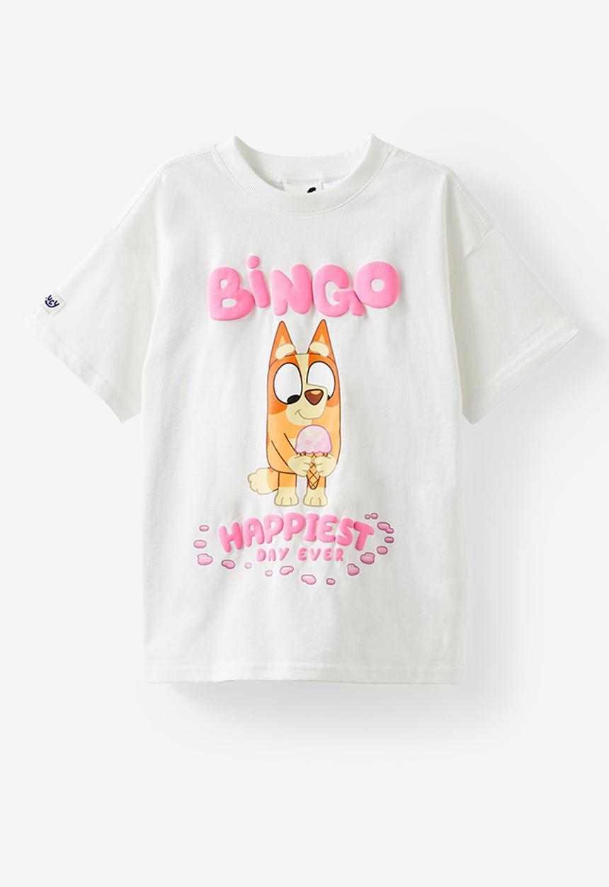 Cotton On - License drop shoulder short sleeve tee - lcn blu bluey icecream/vanilla