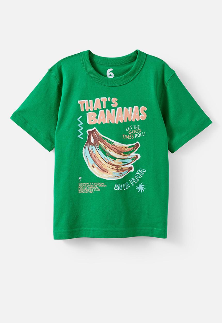 Cotton On - Jonny short sleeve graphic print tee - island green/thats bananas