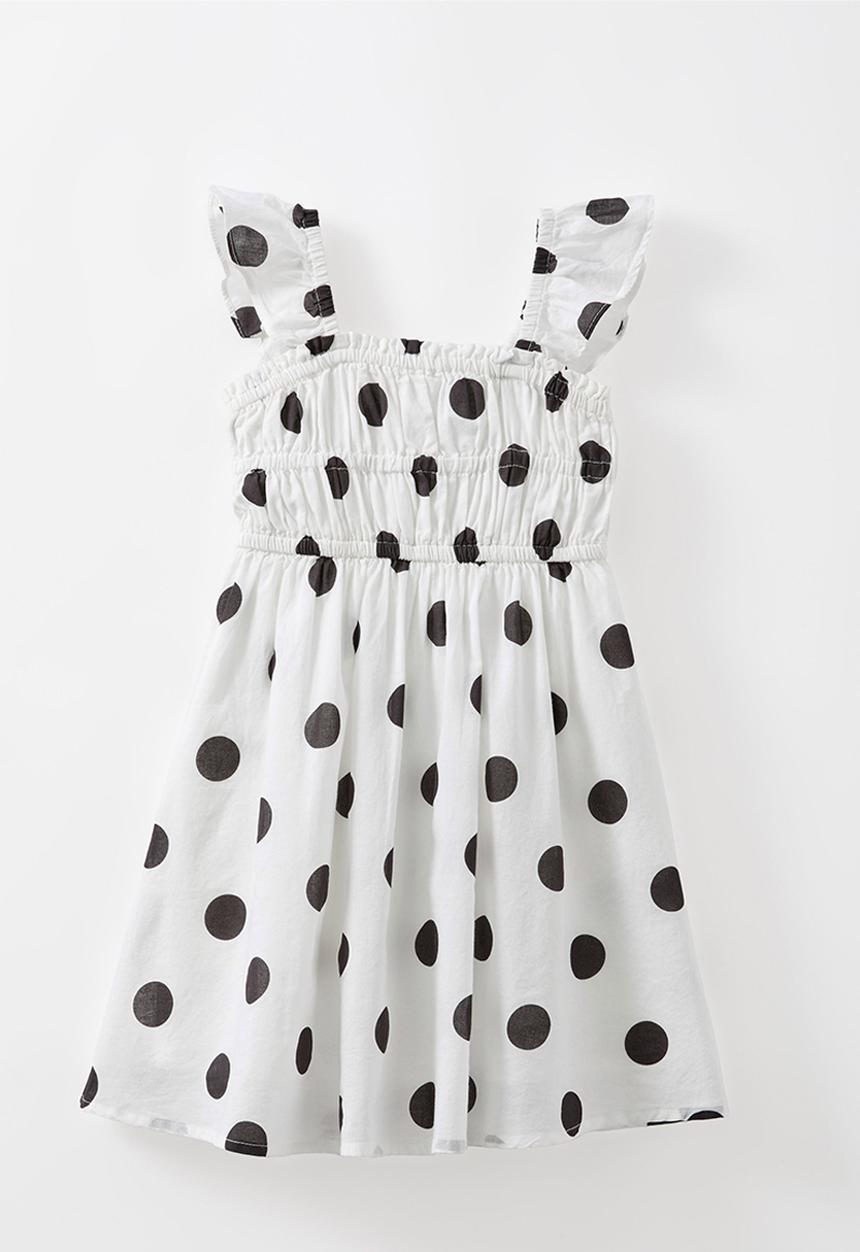 Cotton On - Frankie flutter sleeve dress - white/black spot