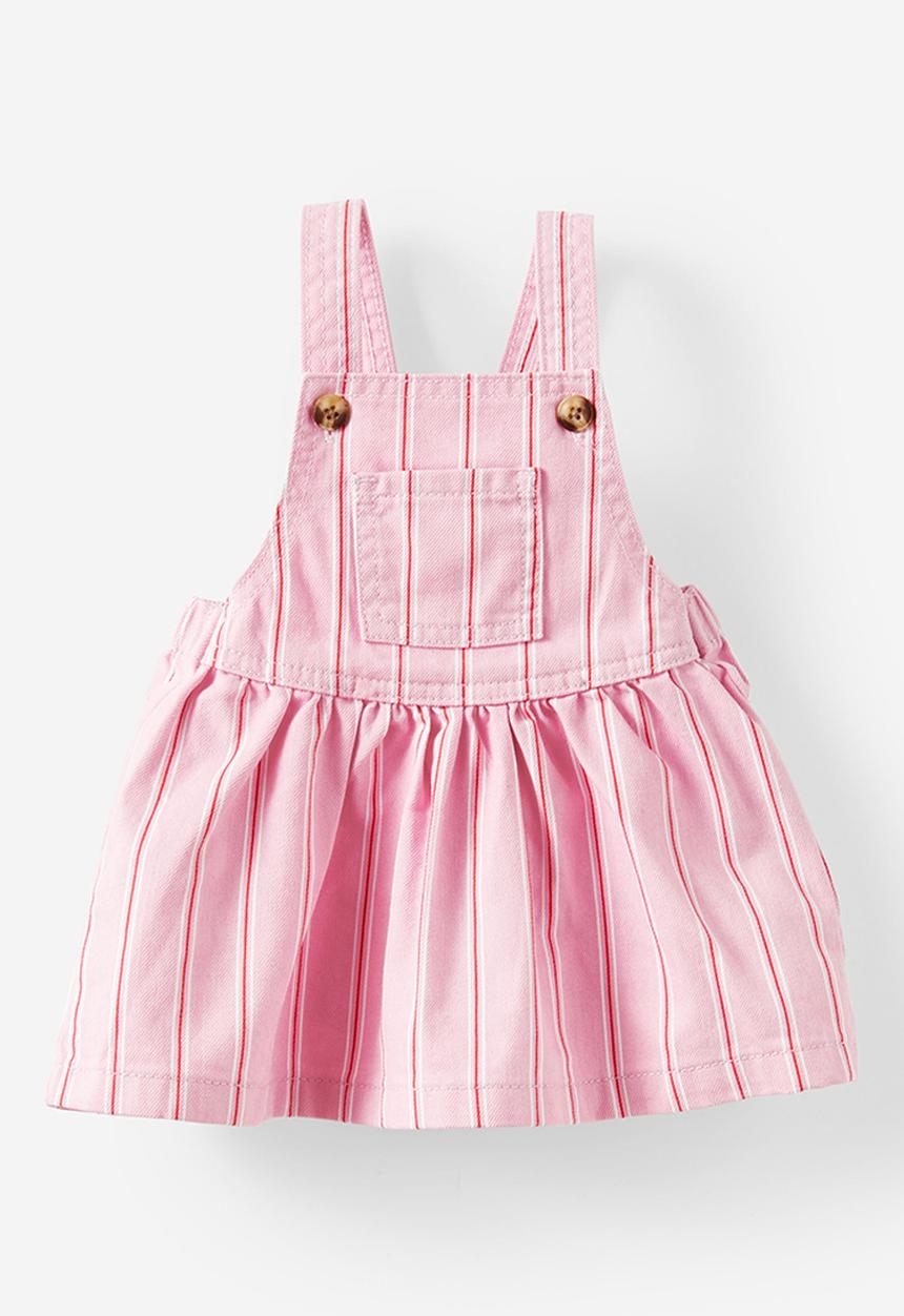 Cotton On - Peggy denim pinafore - blush pink/stripe
