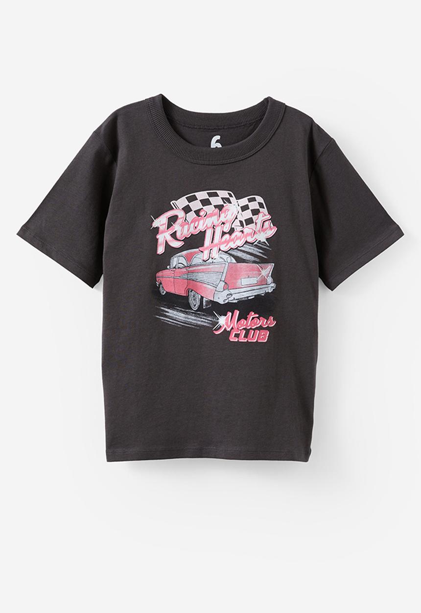 Cotton On - Poppy oversize graphic print tee - phantom/racer moto
