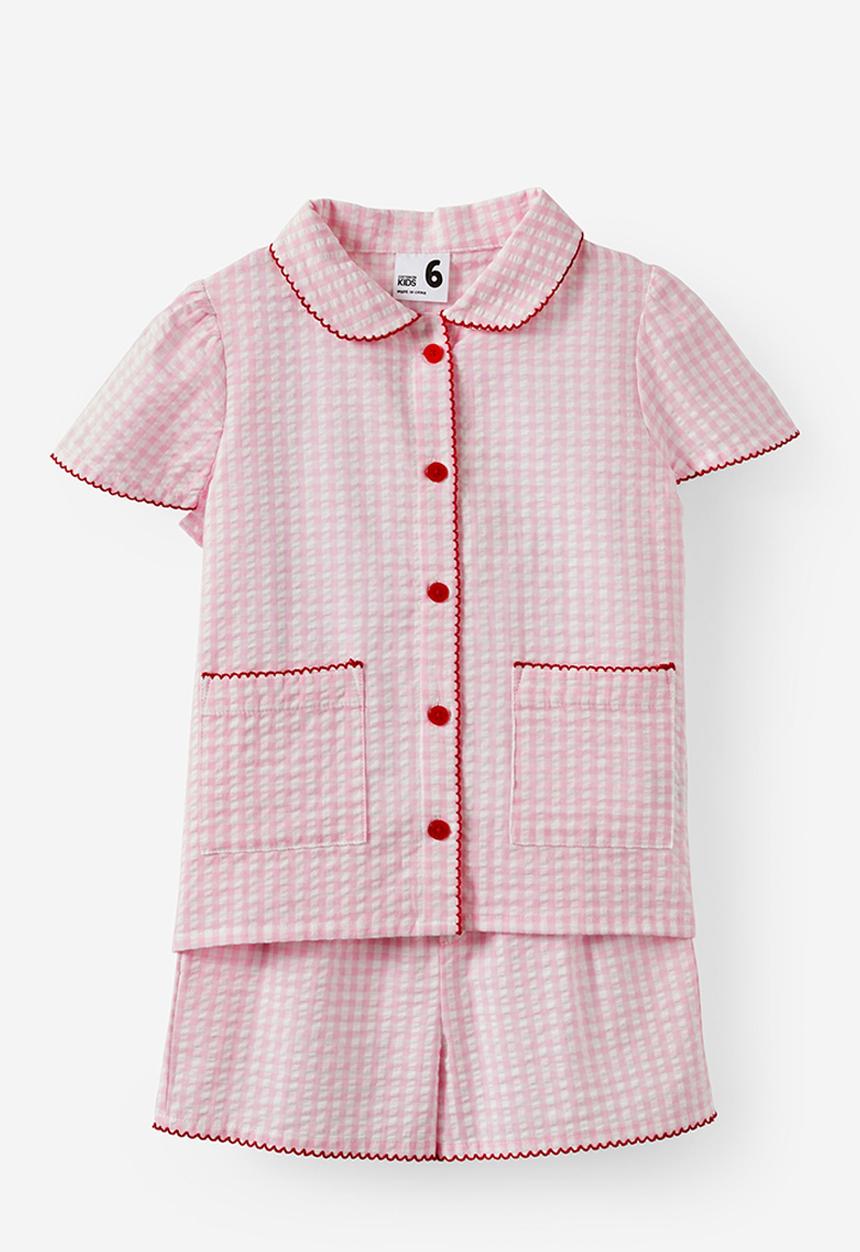 Cotton On - Betty short sleeve pyjama set - fairy pink/gingham