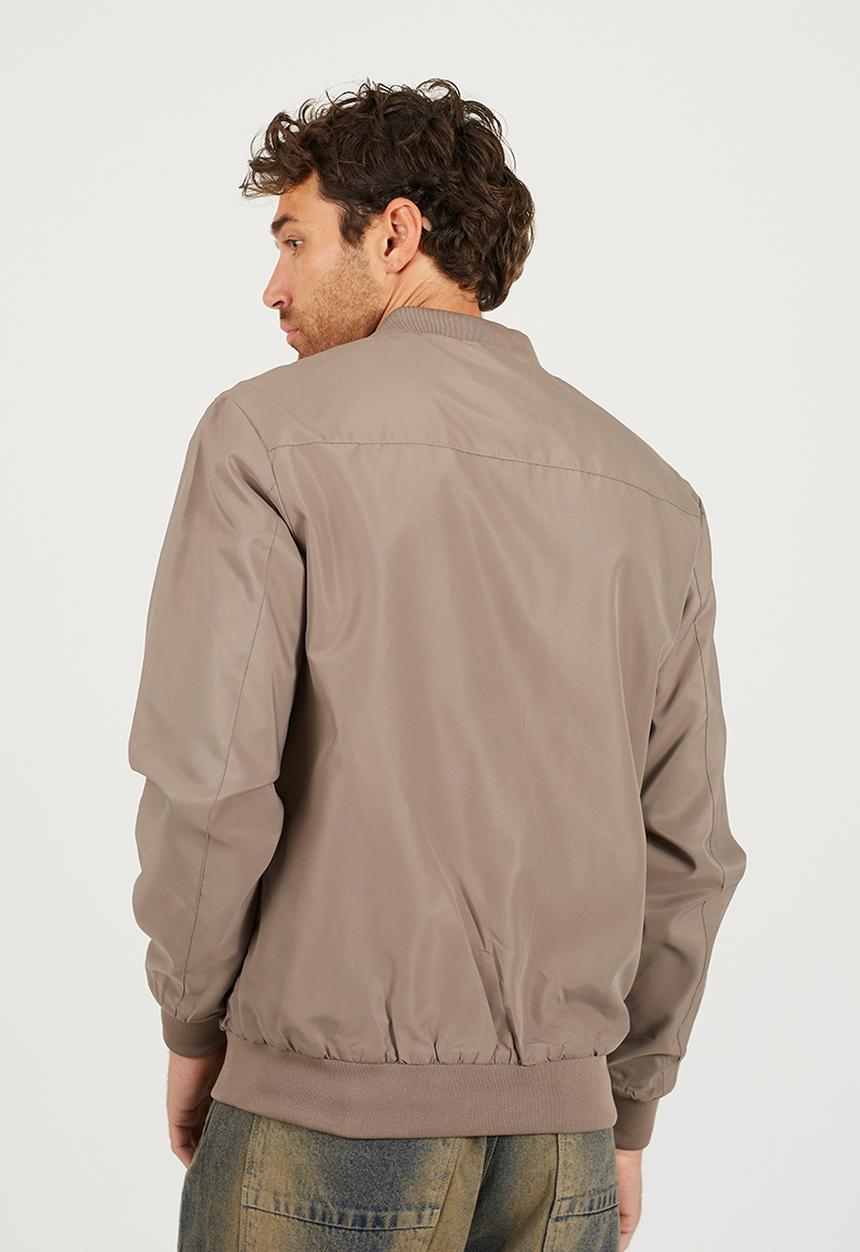 Brave Soul - Bomber Jacket With Ribbed Hem - Taupe