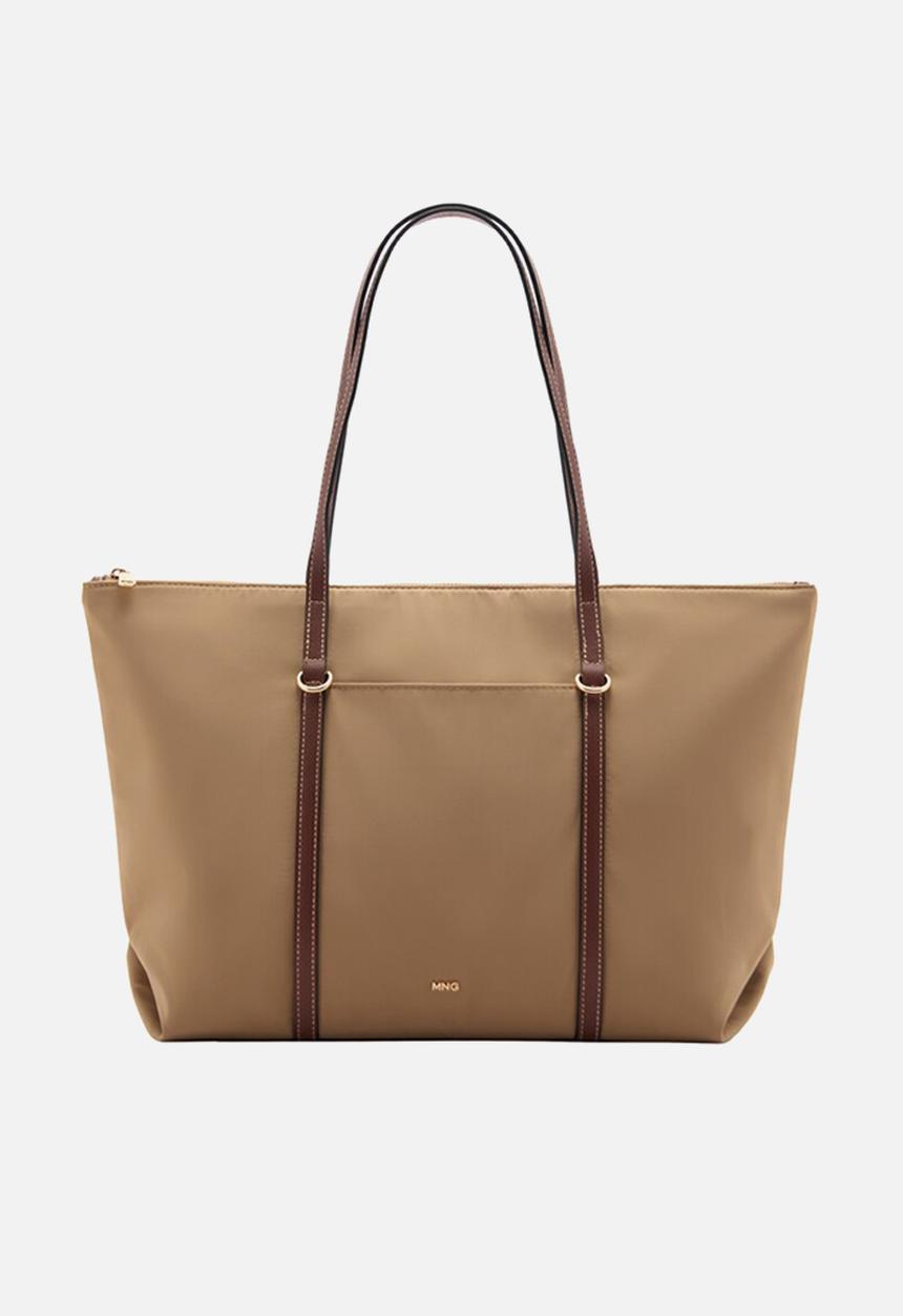 MANGO - Cobalt tote bag - light beige