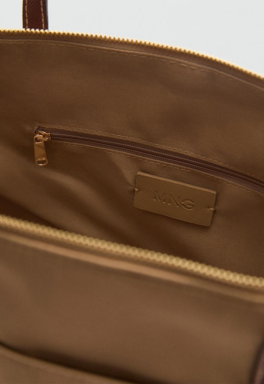 MANGO - Cobalt tote bag - light beige