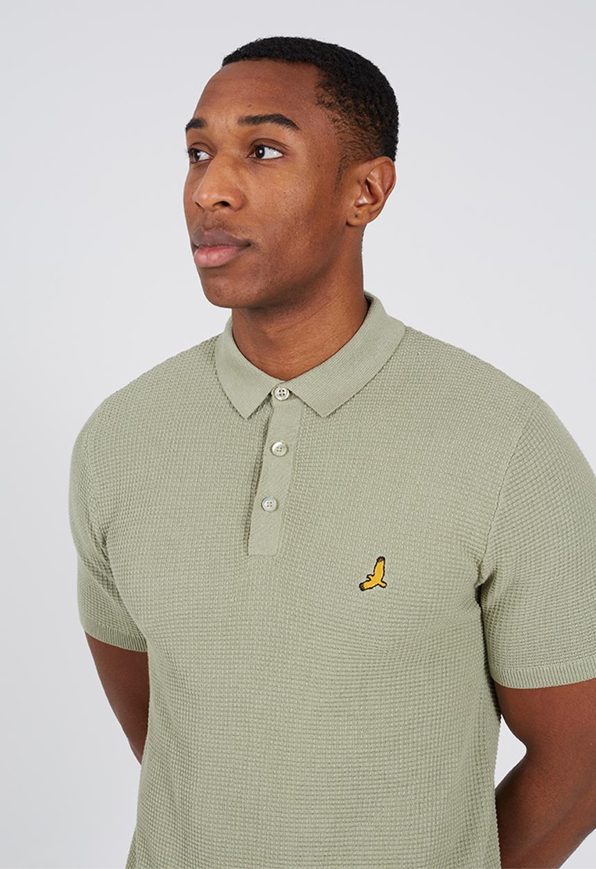 Brave Soul - Knitted Polo Shirt - Dark Sage