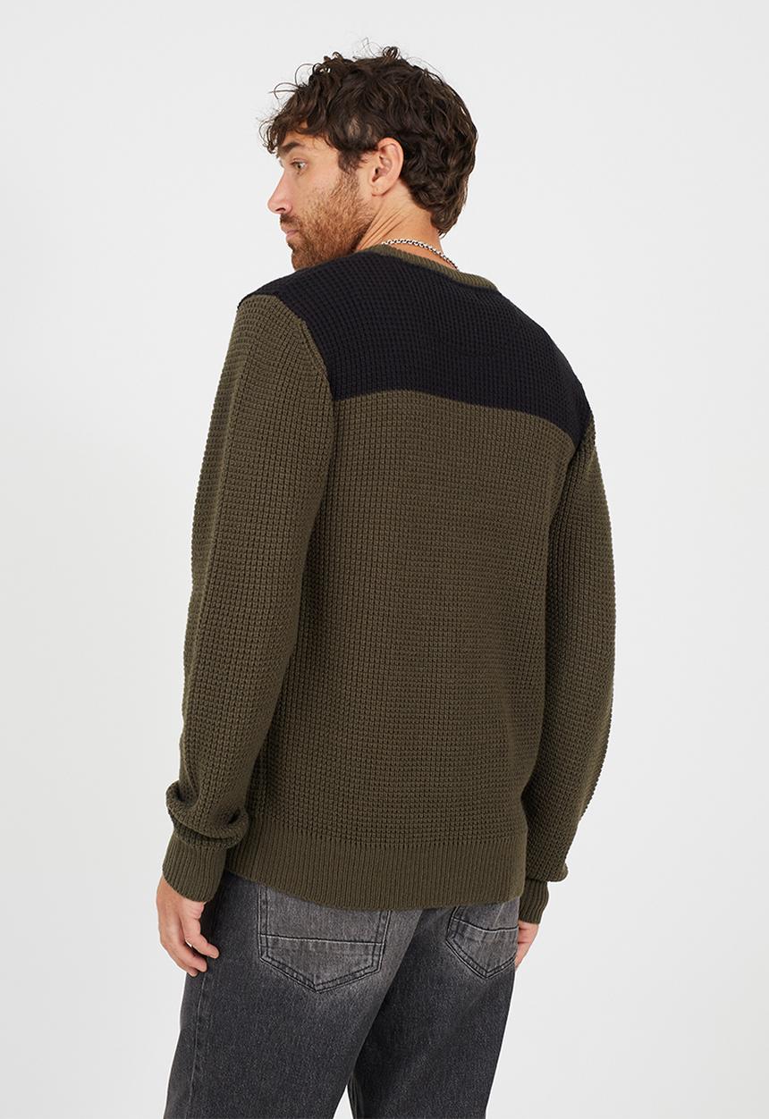 Brave Soul - Crew Neck Jumper - Jet Black/Khaki