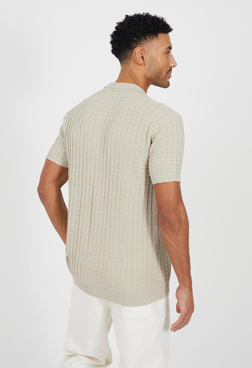 Brave Soul - Full Button Revere Collar Knitted - Light Stone