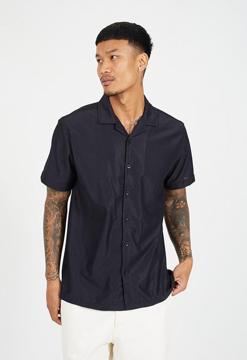 Brave Soul - Revere Collar Shirt - Black