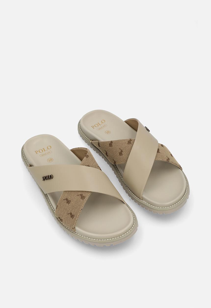POLO - Cross strap jacquard sandal - taupe