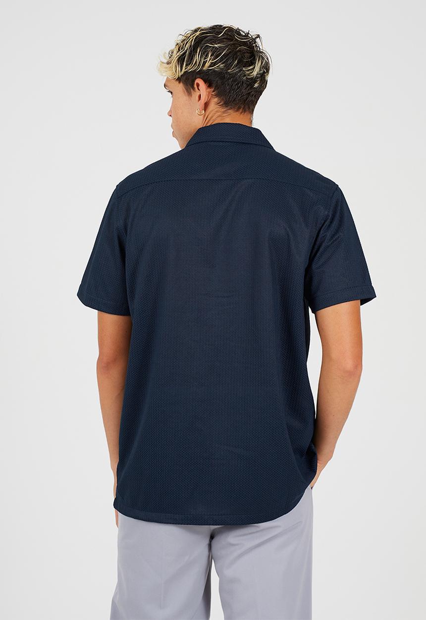 Brave Soul - Revere Collar Shirt - Navy