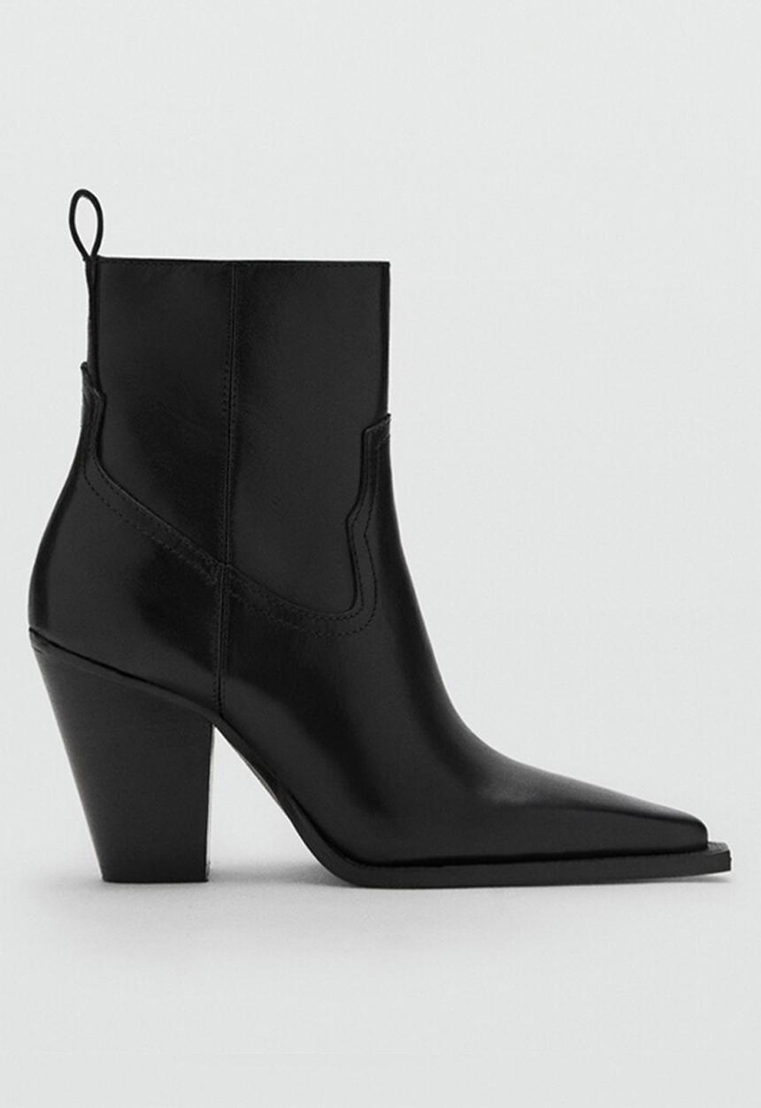 MANGO - Choco leather ankle boot - black