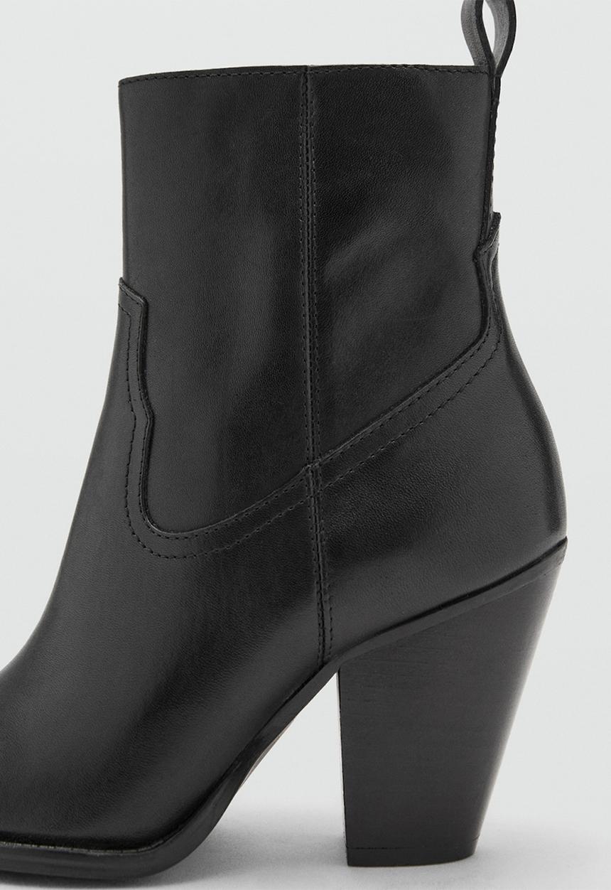 MANGO - Choco leather ankle boot - black