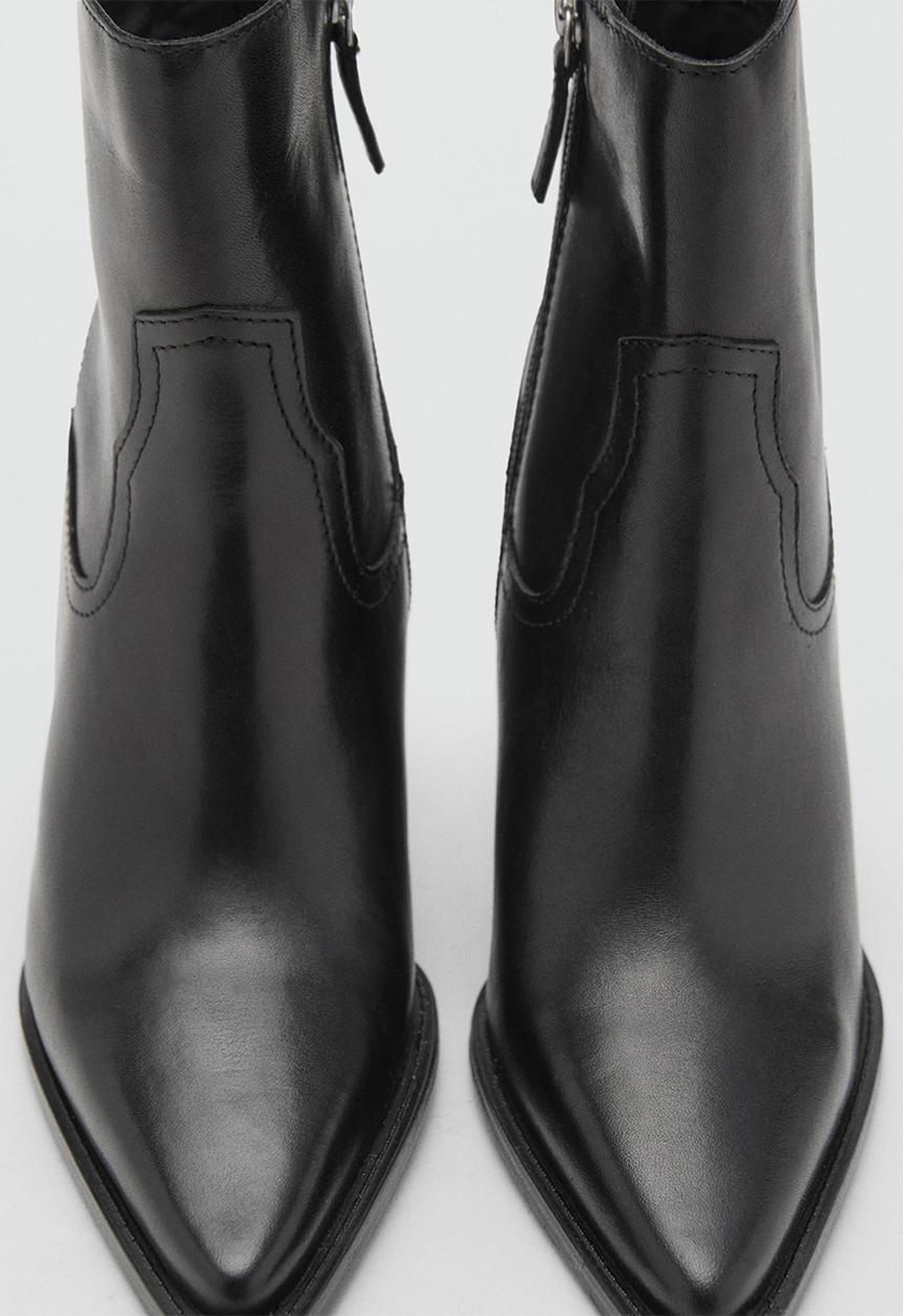 MANGO - Choco leather ankle boot - black