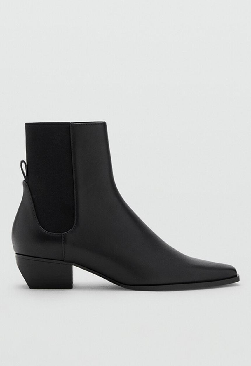 MANGO - Super1 leather ankle boot - black