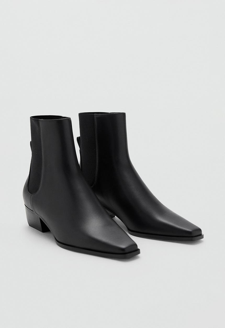 MANGO - Super1 leather ankle boot - black