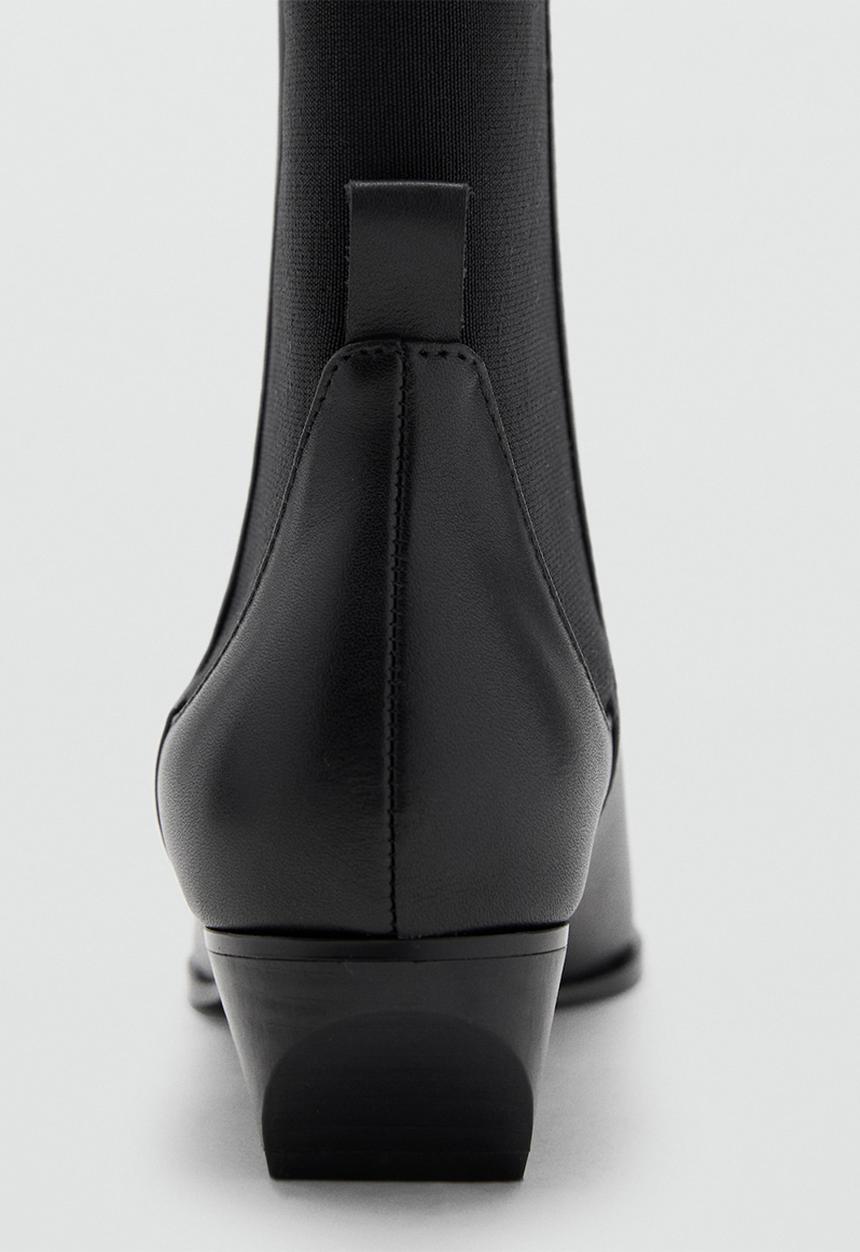 MANGO - Super1 leather ankle boot - black