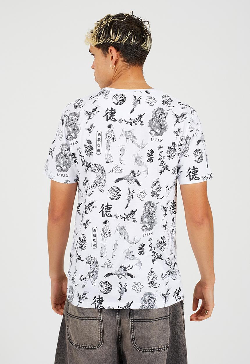 Brave Soul - Crew Neck Short Sleeve T-Shirt - Optic White / Jet Black Print