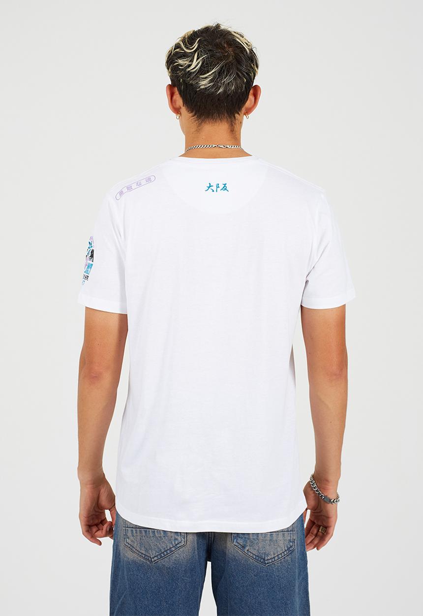 Brave Soul - Crew Neck  Tee - Optic White/Multi-Colour Print