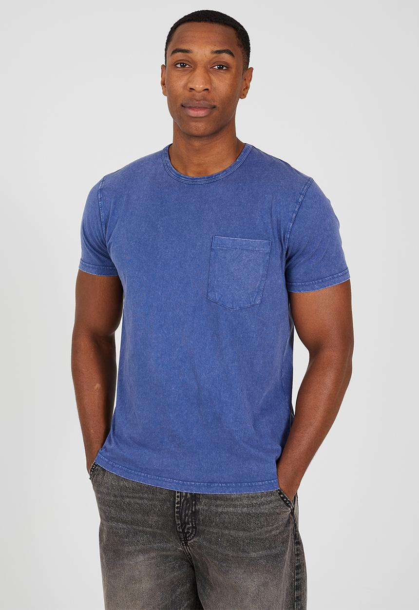 Brave Soul - Crew Neck T-shirt - Denim Blue Acid Wash